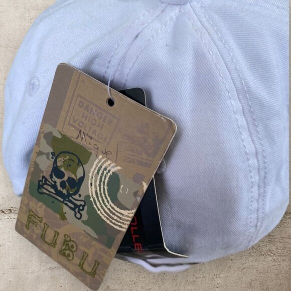 Vintage Fubu Jeans 1992 Athletics the Collection Hat NWT White Distressed *Flaws - Picture 8 of 12